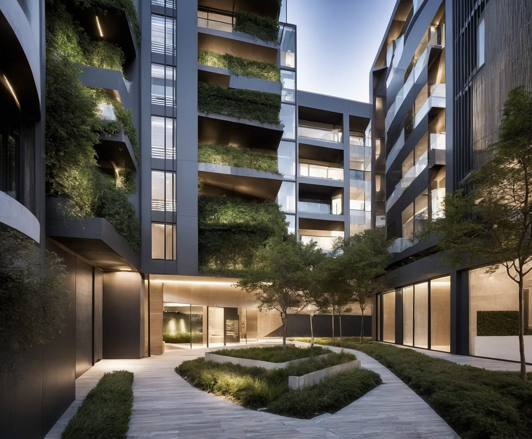 Vista panorámica moderna de propiedades inmobiliarias